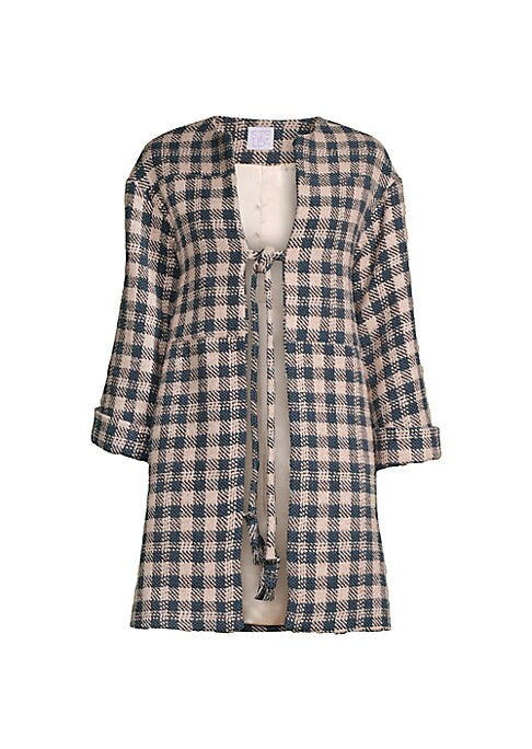 Chic Plaid Tie Coat