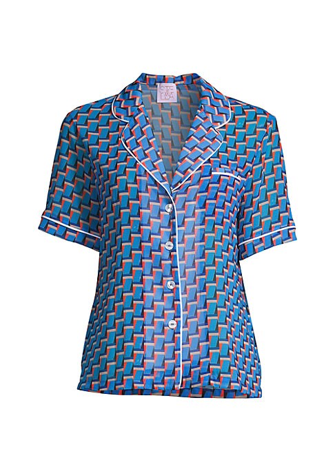 Geo Print Collared Shirt