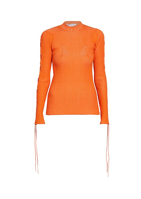 Lace-Up Ribbed Pullover