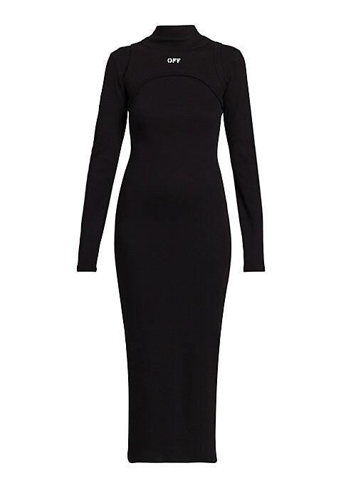 Logo Turtleneck Midi Dress
