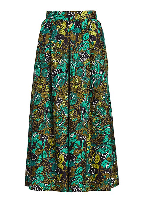 Vibrant Leaf Print Skirt
