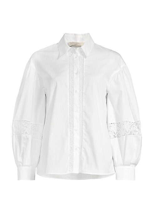 Lace-Accent Cotton Shirt