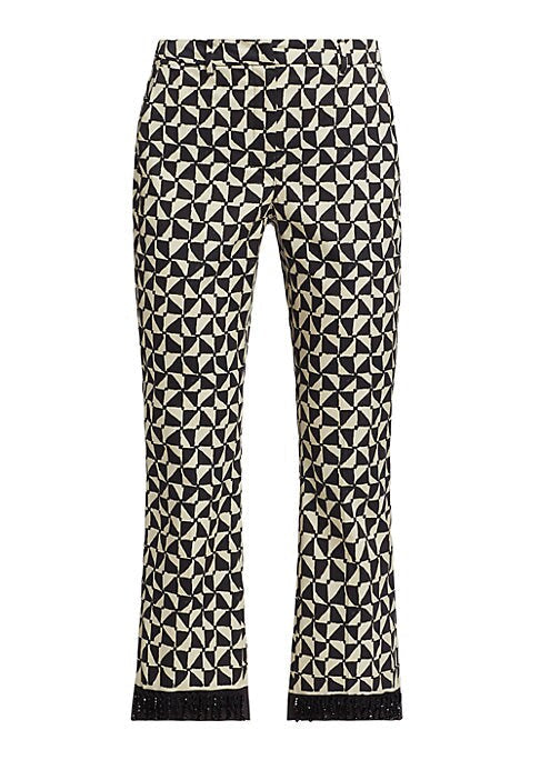 Beaded Geometric Crop Trousers