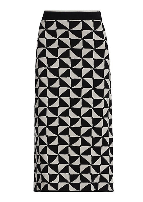 Geometric Wool Midi Skirt