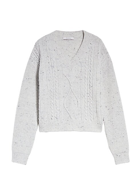 Flecked Knitted V-Neck Sweater