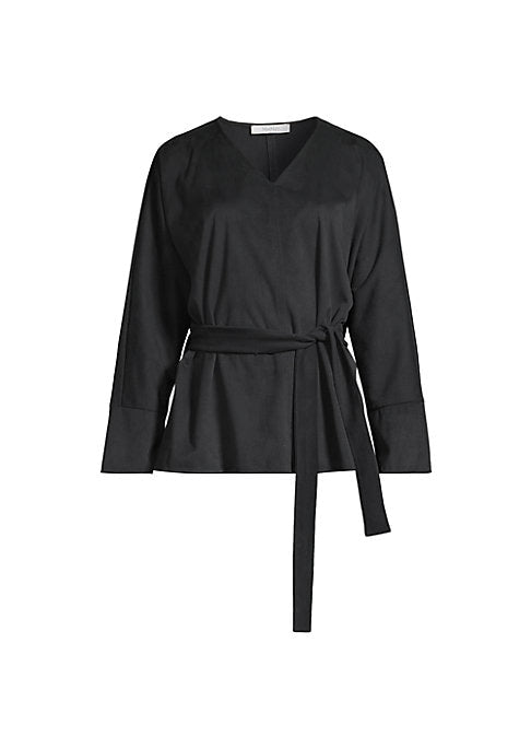 Cinch-Waist V-Neck Blouse