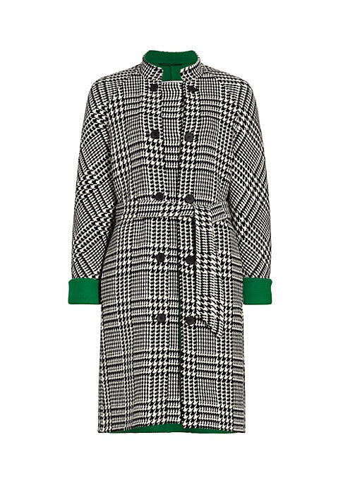 Chic Houndstooth Wool Coat