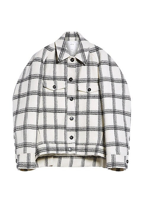 Plaid Wool Wrap Jacket