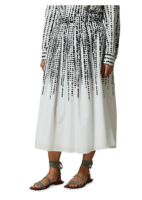 Shibori Pleated Midi Skirt