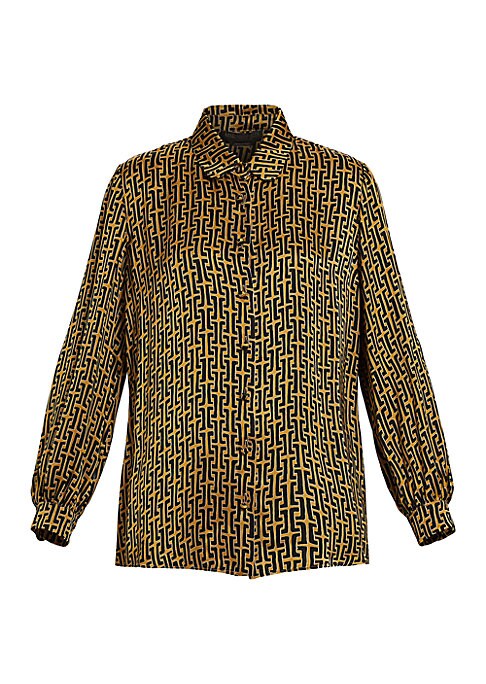 Satin Key Print Blouse