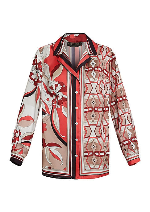 Silky Scarf Print Shirt