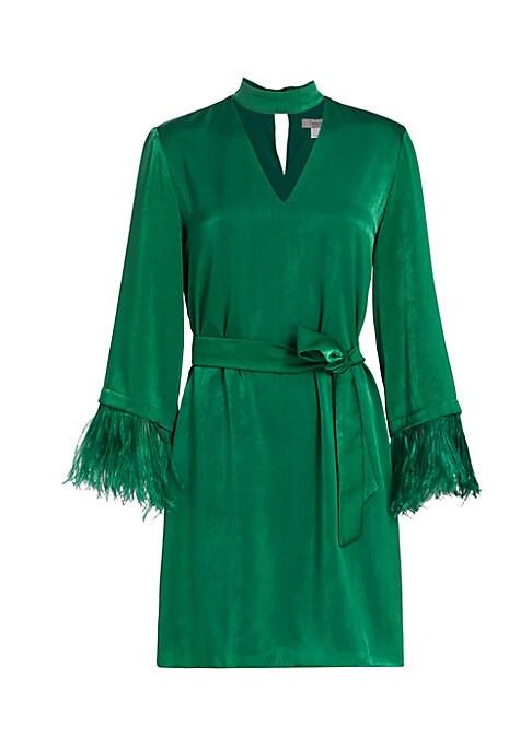 Feathered Satin Minidress