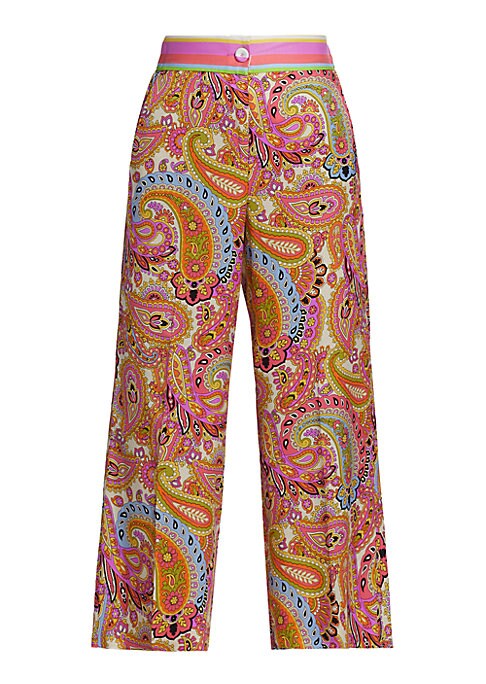 Paisley Striped Wide-Leg Pants