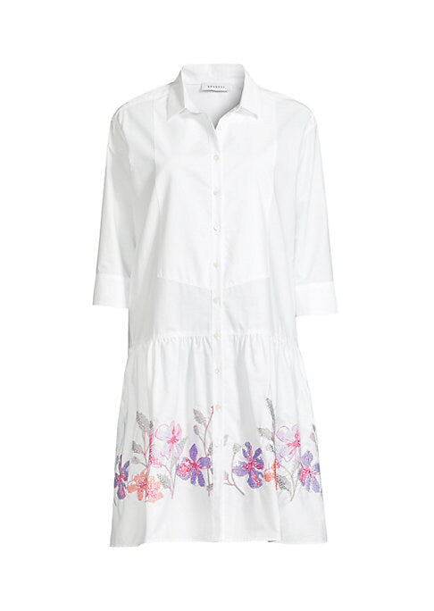 Embroidered Floral Shirt Dress