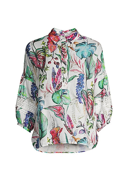 Tropical Crochet Linen Shirt