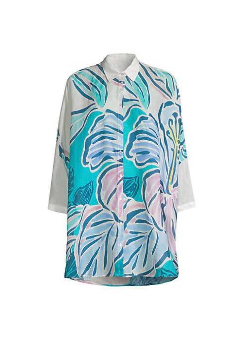 Vibrant Linen Blooms Top