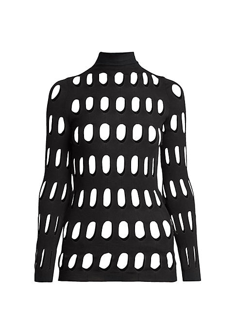 Sheer Cutout Turtleneck Top