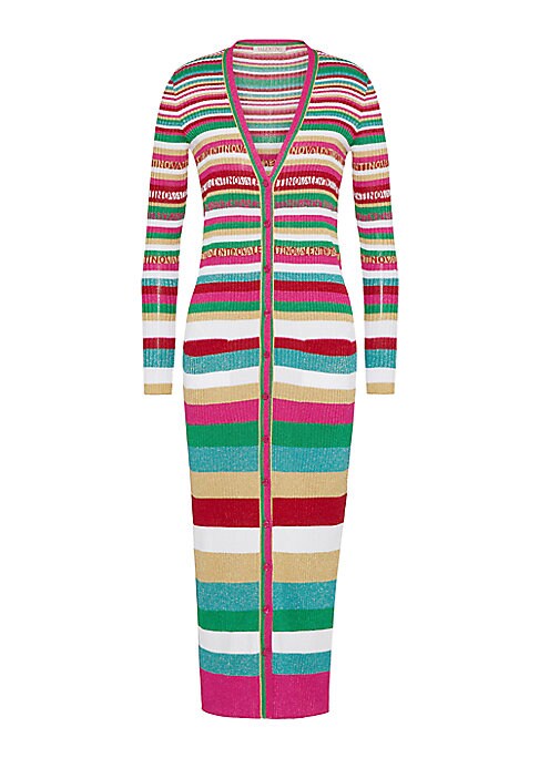 Metallic Stripes Cardigan Dress