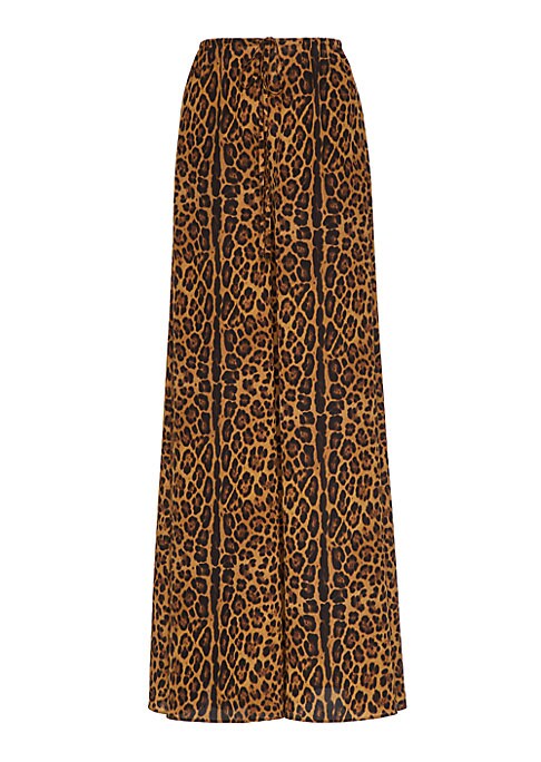 Silk Drawstring Animal Print Pants