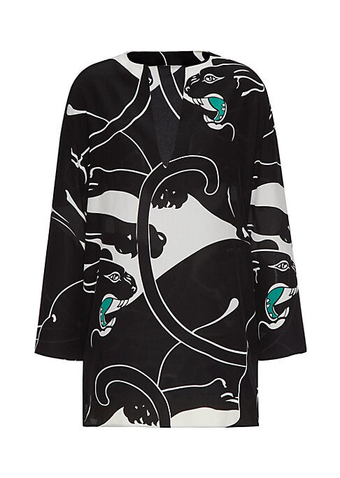Silk Panther Caftan Dress