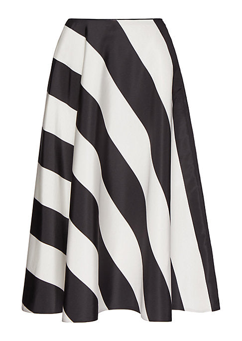 Silk Stripe Midi Skirt