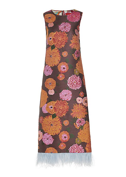 Floral Feather Midi Dress