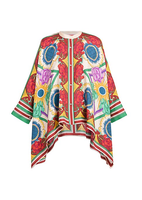 Floral Silk Wrap Top