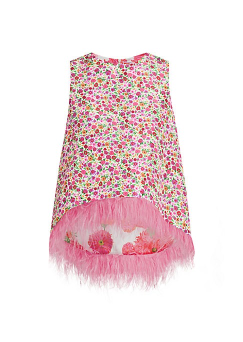 Feathered Floral Trapeze Top