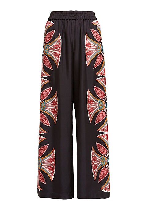 Silk Abstract Palazzo Trousers