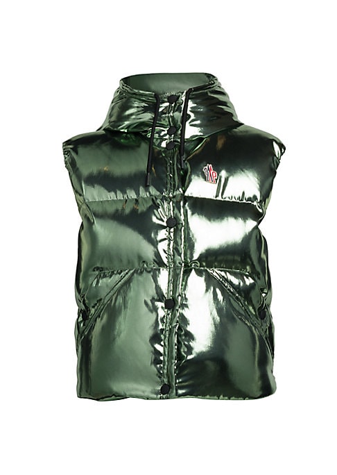 Metallic Down Hooded Vest