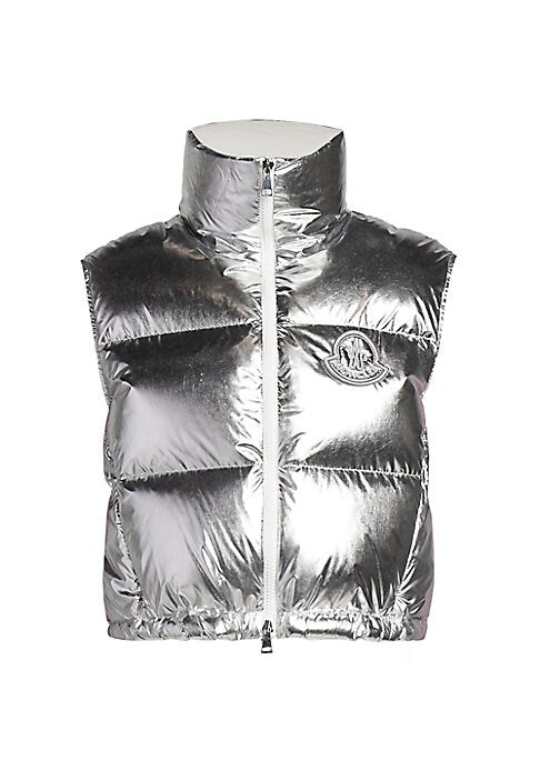 Metallic Cropped Down Vest