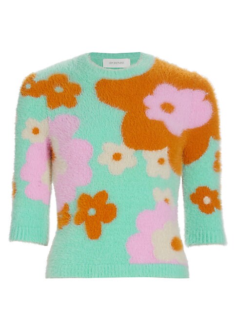 Floral Fuzz Cropped Sweater