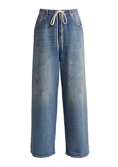 Drawstring Denim Wide-Legs