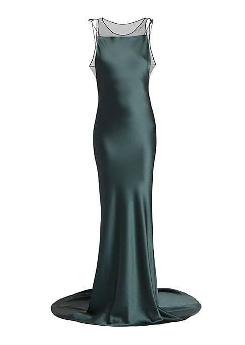 Sheer Satin Elegance Gown