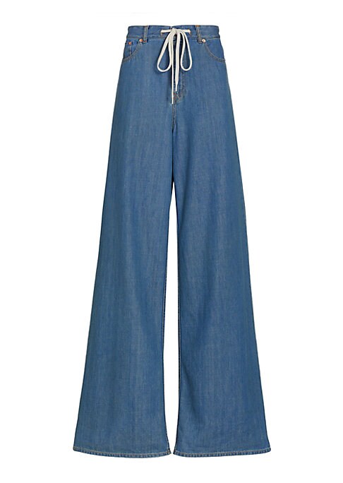 Drawstring Wide-Leg Denim