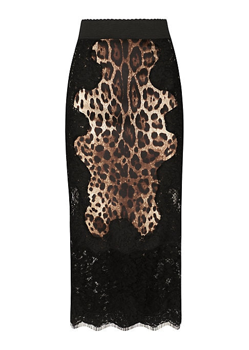 Leopard Lace Midi-Skirt