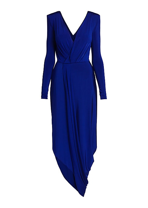 Draped V-Neck Midi Dress