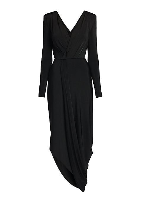 Draped V-Neck Midi Dress