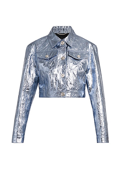 Shimmering Leather Crop Jacket