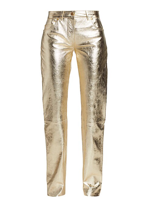 Metallic Leather Slim Pants