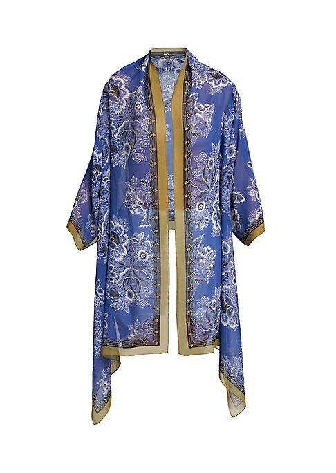 Floral Silk Cascade Kimono