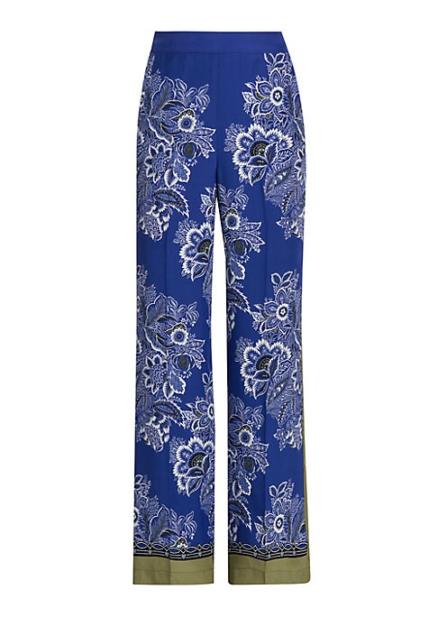 Floral Silk Wide-Leg Trousers