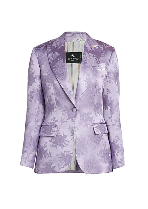 Floral Satin Elegance Blazer