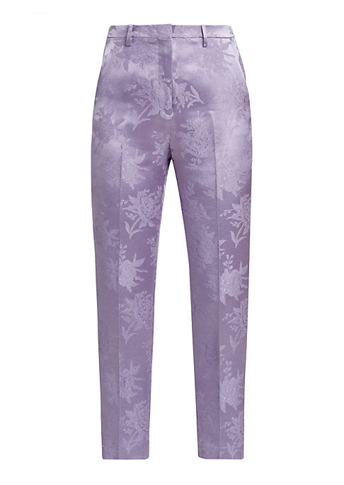 Floral Satin Ankle Trousers