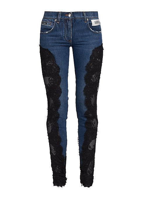 Lace-Trimmed Vintage Denim