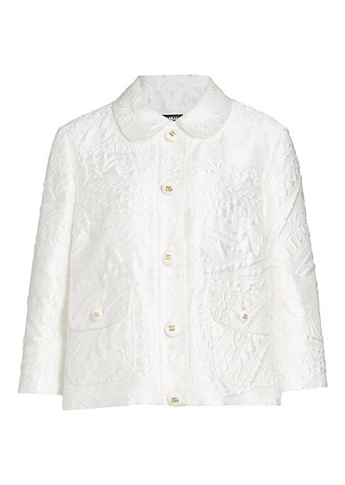 Chic Cropped Jacquard Jacket