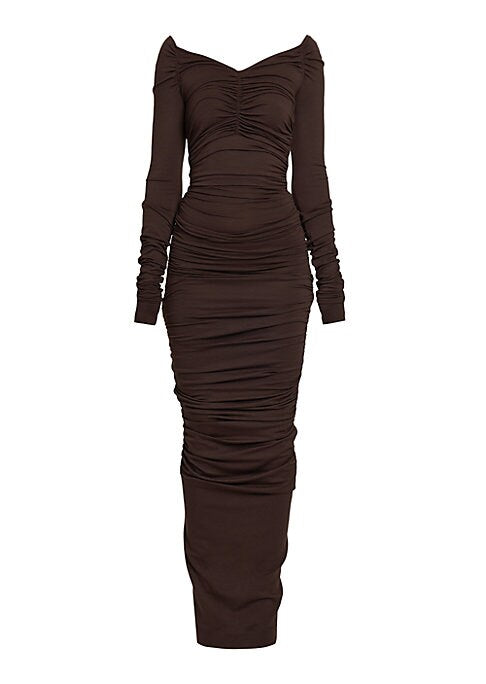 Elegant Ruched V-Neck Dress