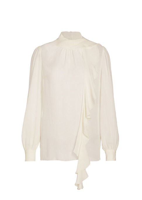 Ruffle Bow Silk Blouse