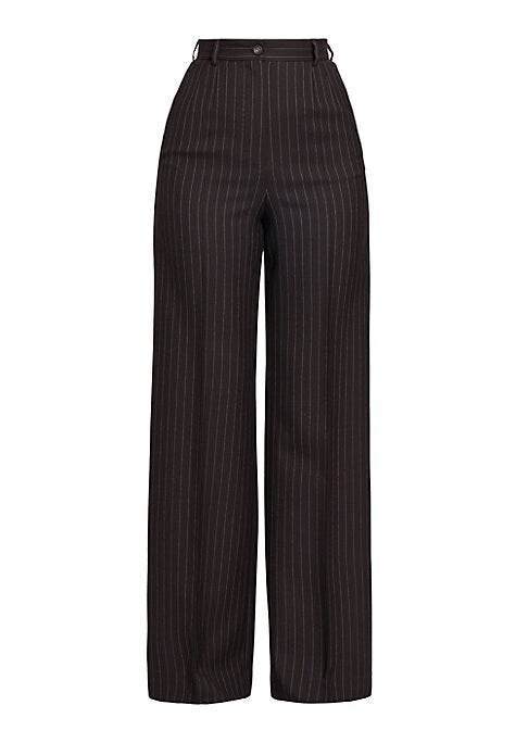 Wide-Leg Pinstripe Trousers