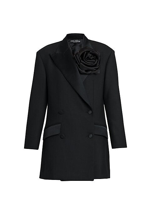 Rose Appliqué Tuxedo Jacket